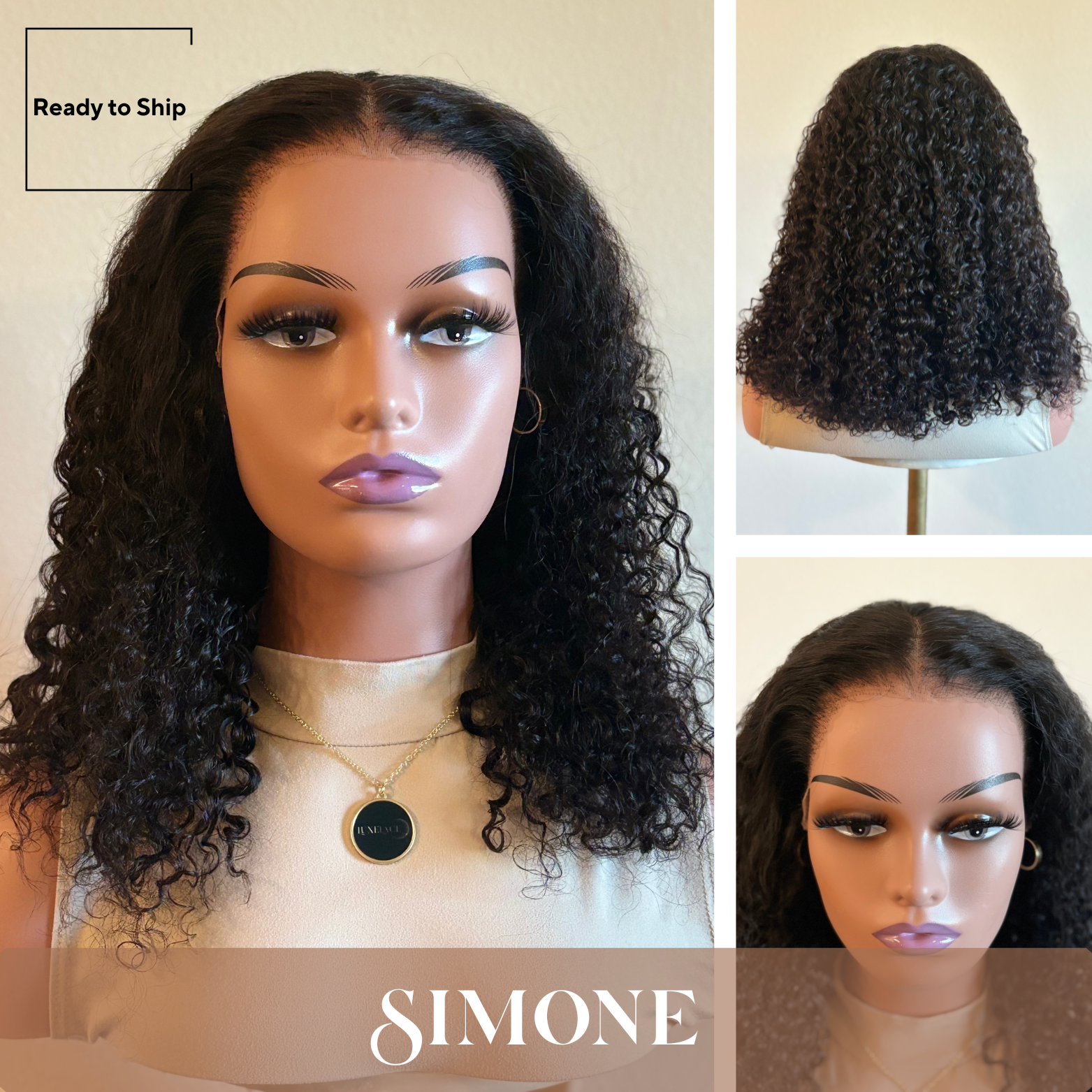 Simone – SC Curly Transparent Lace Wig 16' (Ready to Ship)