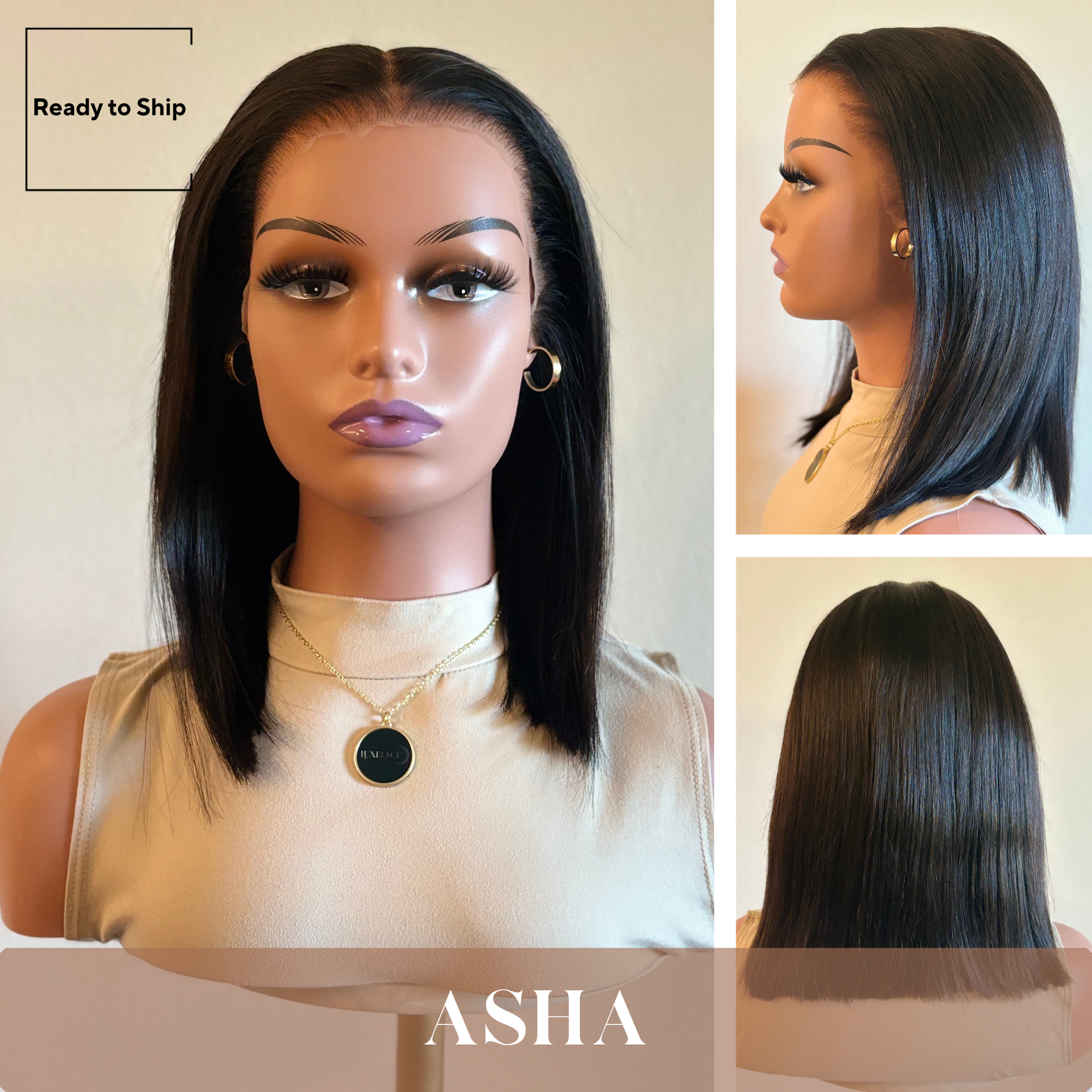 Asha – Straight Transparent Lace Wig 12' (Ready to Ship)
